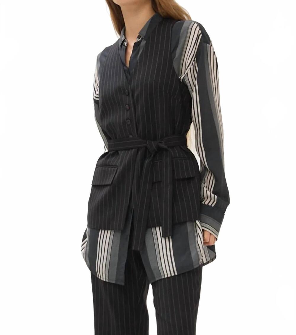 NEW MARIA CHER lou becca pinstripe vest in black